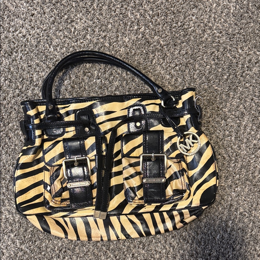 Michael Kors Black and Tan Zebra Shoulder Bag